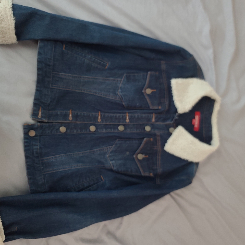 Forever 21 Blue Jean Jacket with Cream Collar